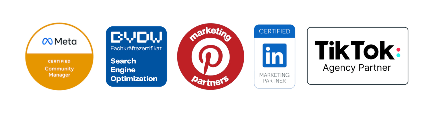 Original-Kompetenznachweise: Meta, BVDW, Pinterest, LinkedIn und TikTok