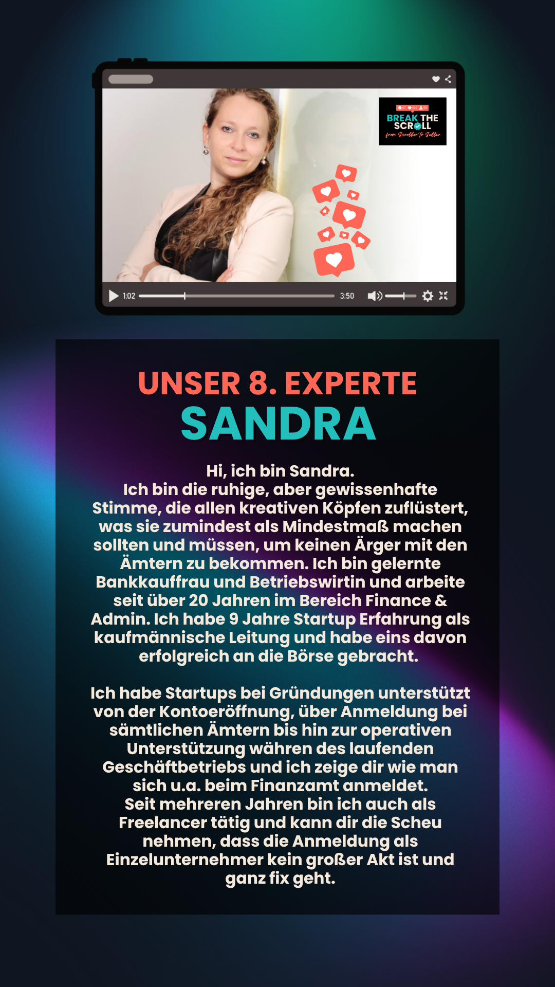 Original-Expertenprofil Sandra – Deine Expertin für Gründung und Steuerangelegenheiten